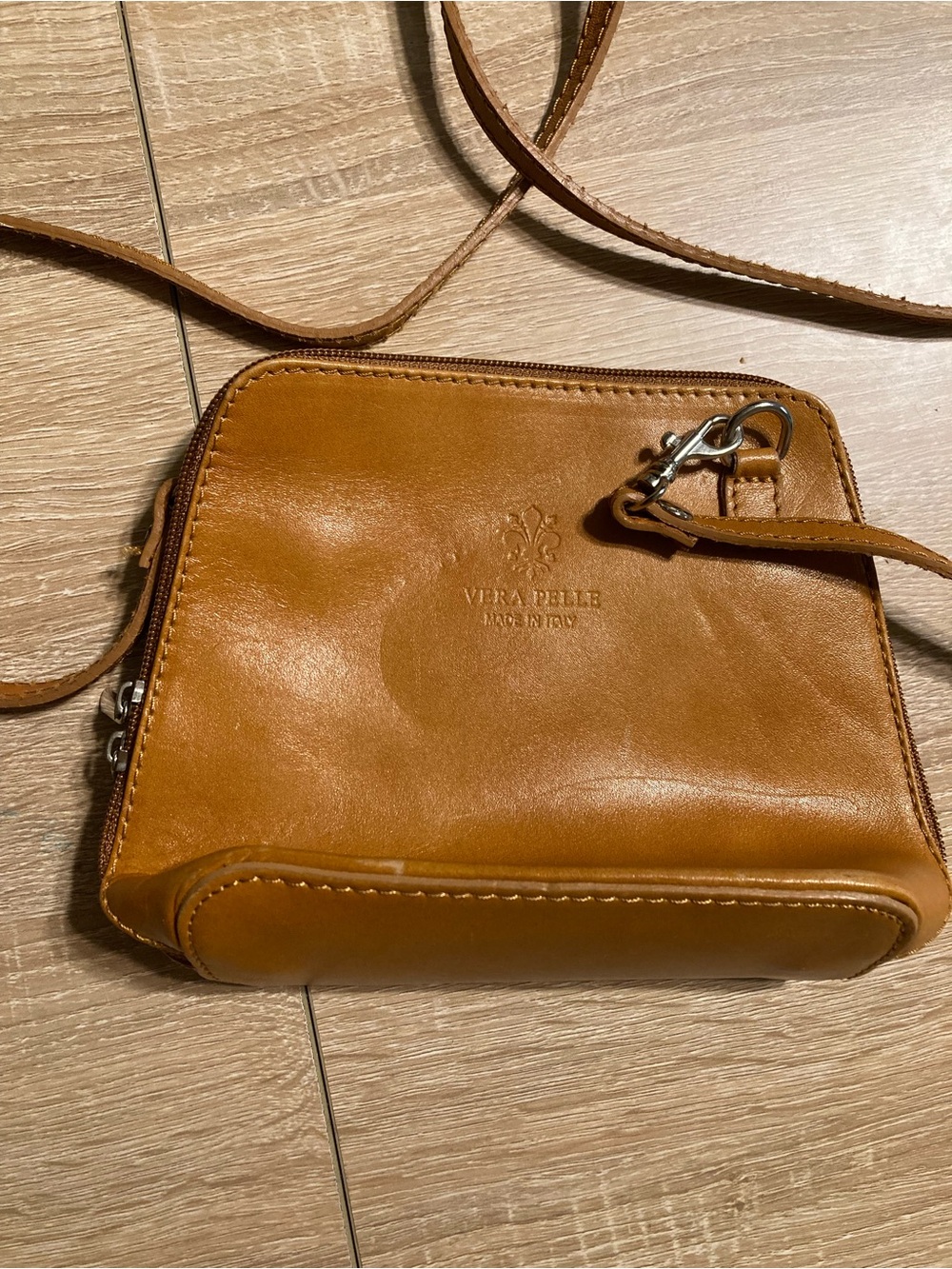 Vera Pelle Cognac Leather Belt Bag